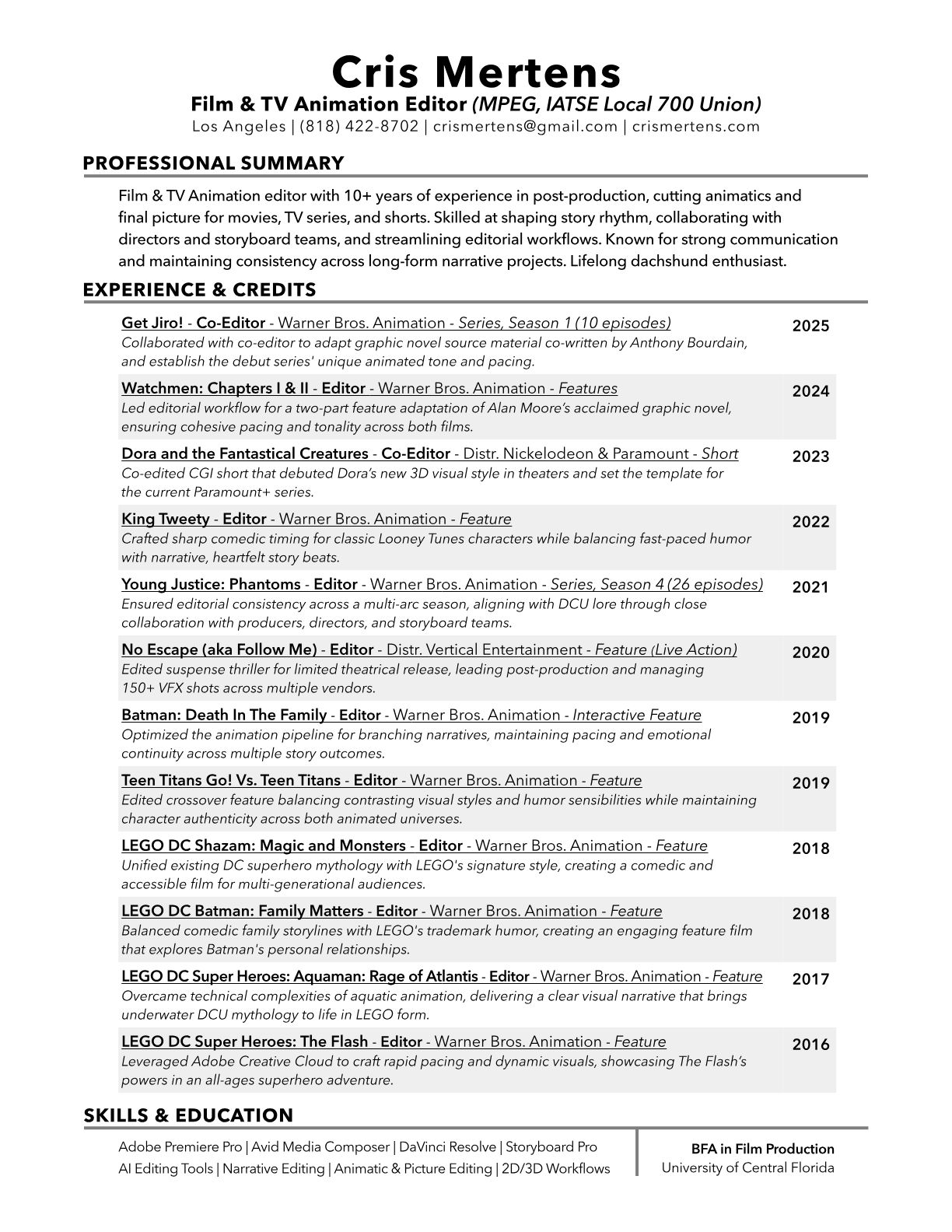 Cris Mertens' Résumé